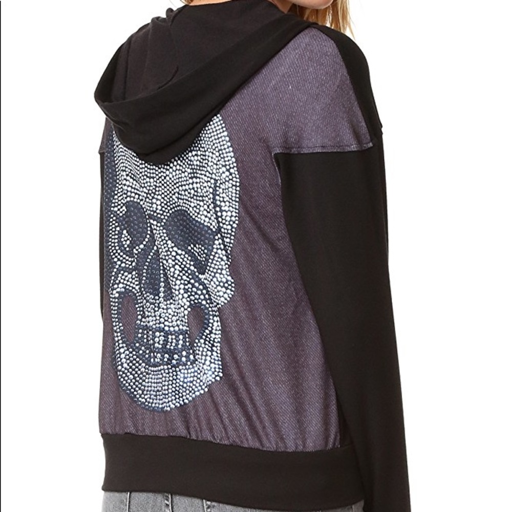 NWT Terez zip up hoodie skull printed back